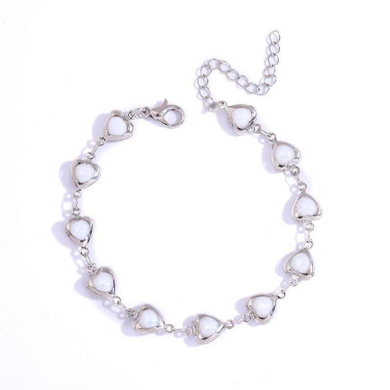 Heart-Shaped Link Anklet Acalora