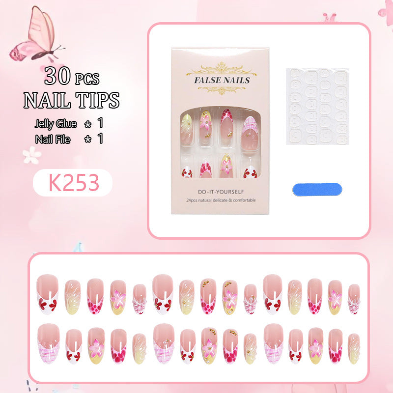 Artificial Nail Set with Floral and Glamorous Decorations Acalora