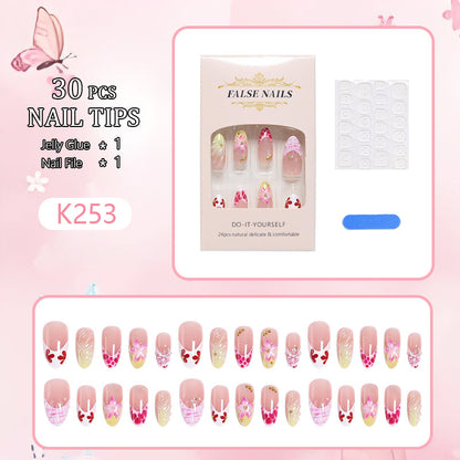 Artificial Nail Set with Floral and Glamorous Decorations Acalora