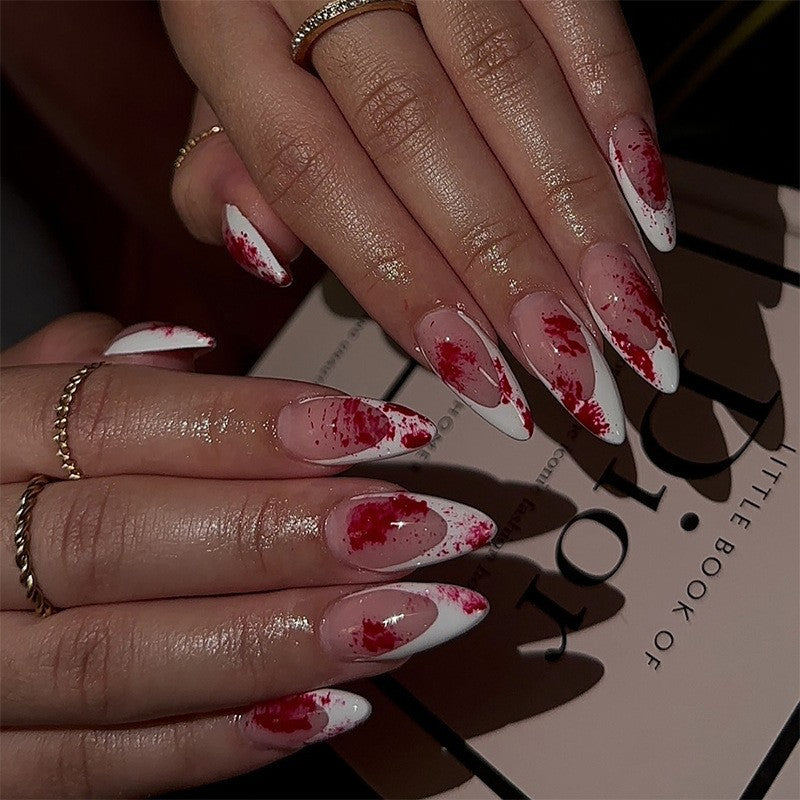 Artistic Press-On Nail Set with Floral Design Acalora