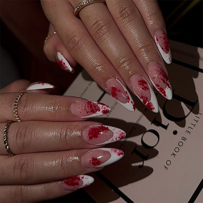 Artistic Press-On Nail Set with Floral Design Acalora