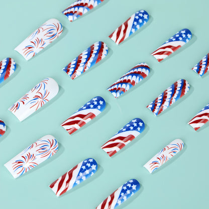Artificial nails with patriotic patterns Acalora