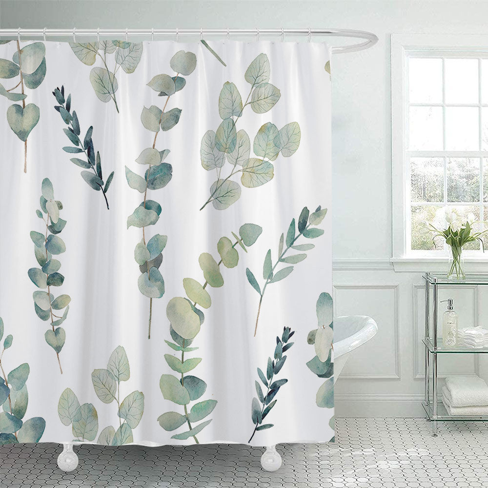Botanical Leaf Pattern Shower Curtain
