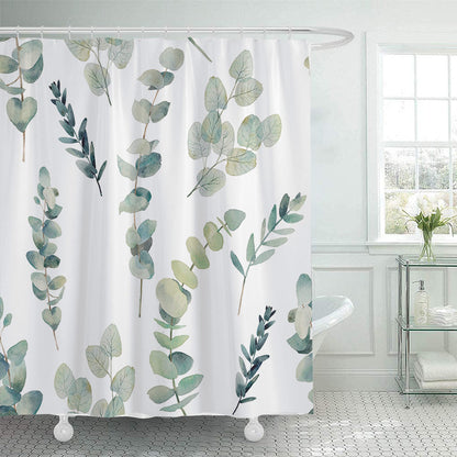 Botanical Leaf Pattern Shower Curtain