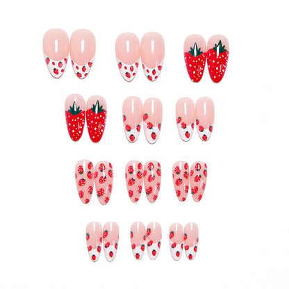 Artificial nail set with fruity strawberry pattern Acalora