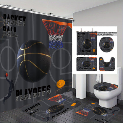 High-Definition Basketball-Themed Bathroom Décor Set