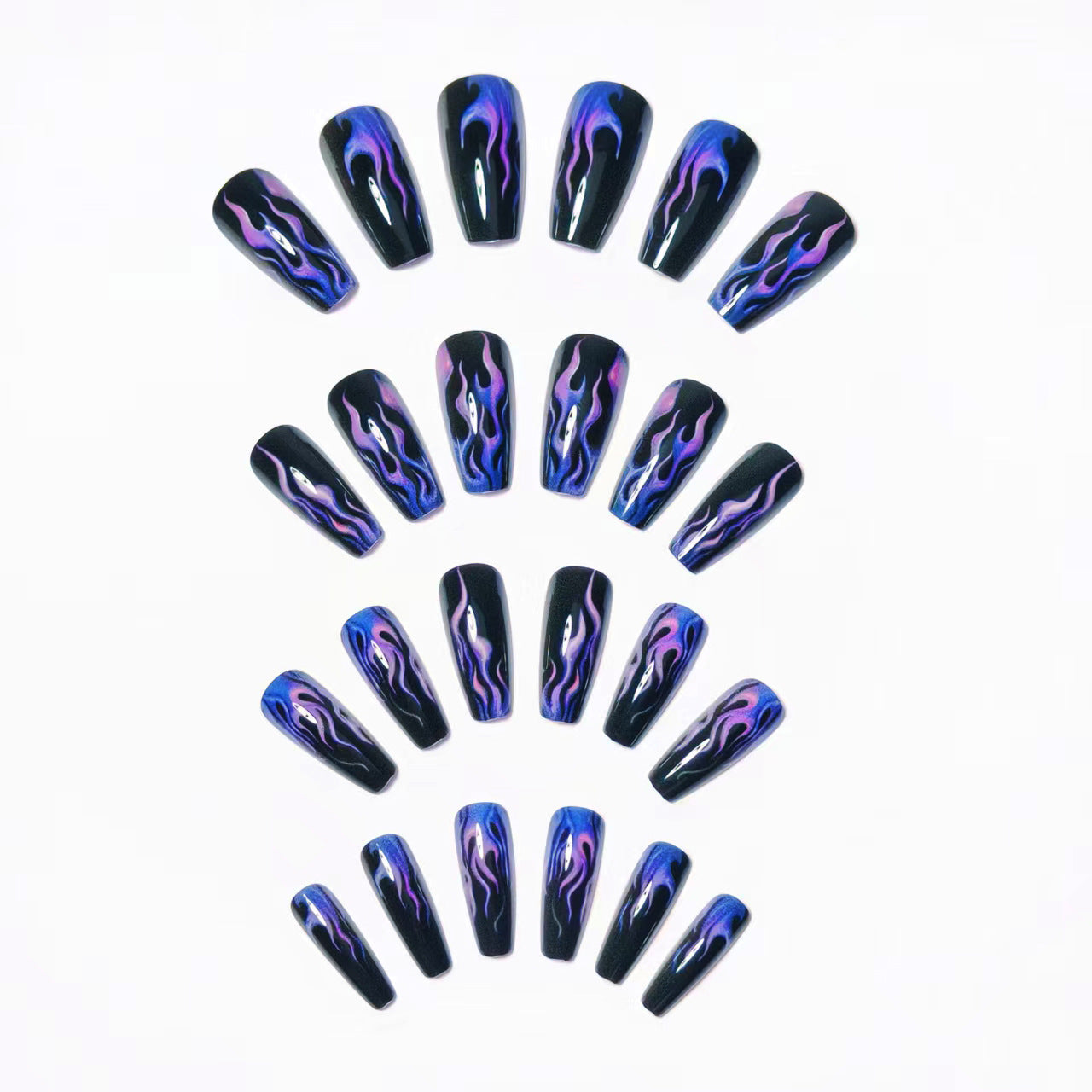 Artistic Flame-Patterned Nail Art Acalora