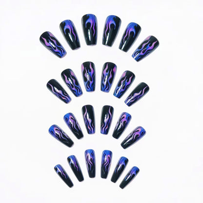 Artistic Flame-Patterned Nail Art Acalora