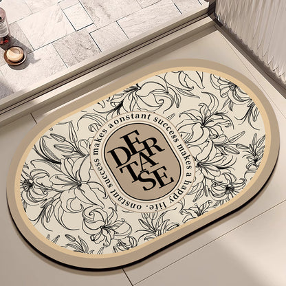 Floral Patterned Bath Mat Acalora