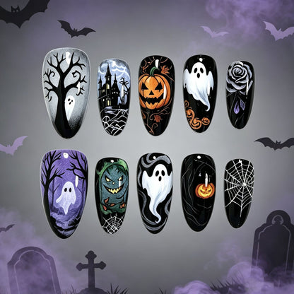 Halloween-Themed Press-On Nail Art Design Set Acalora