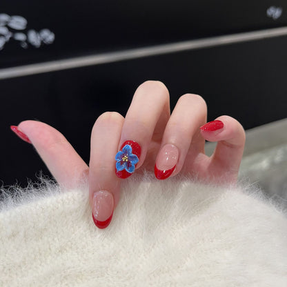Stylish Floral Accent Press-On Nail Set Acalora