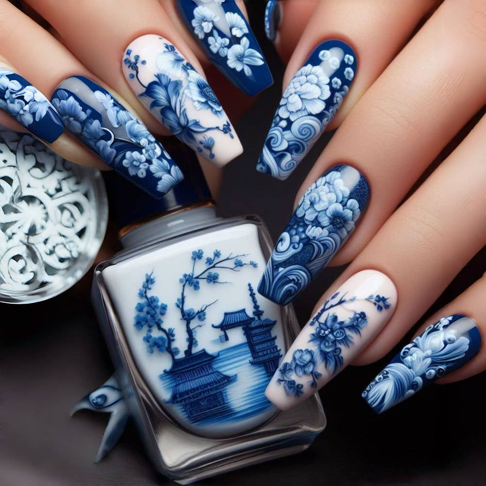 Creative Nail Art Set with Floral Design Acalora