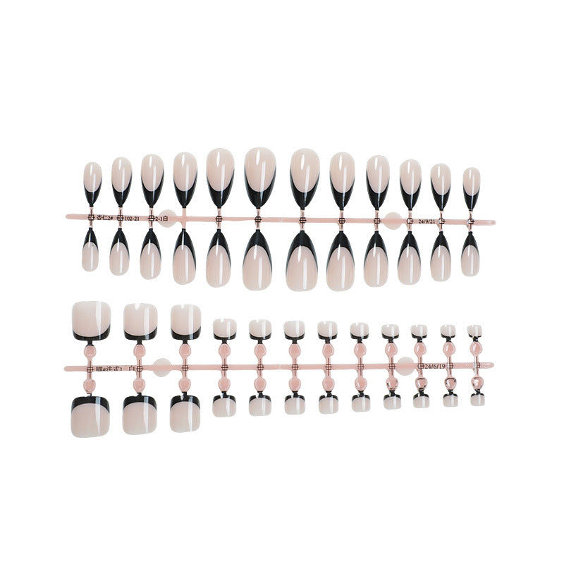 Stylish Press-On Nail Art Set with Elegant Gold Accents Acalora