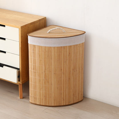 Premium laundry basket with dividers and handcrafted bamboo frame Acalora