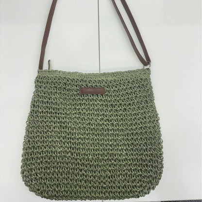Handwoven shoulder bag with brown leather accent Skanto