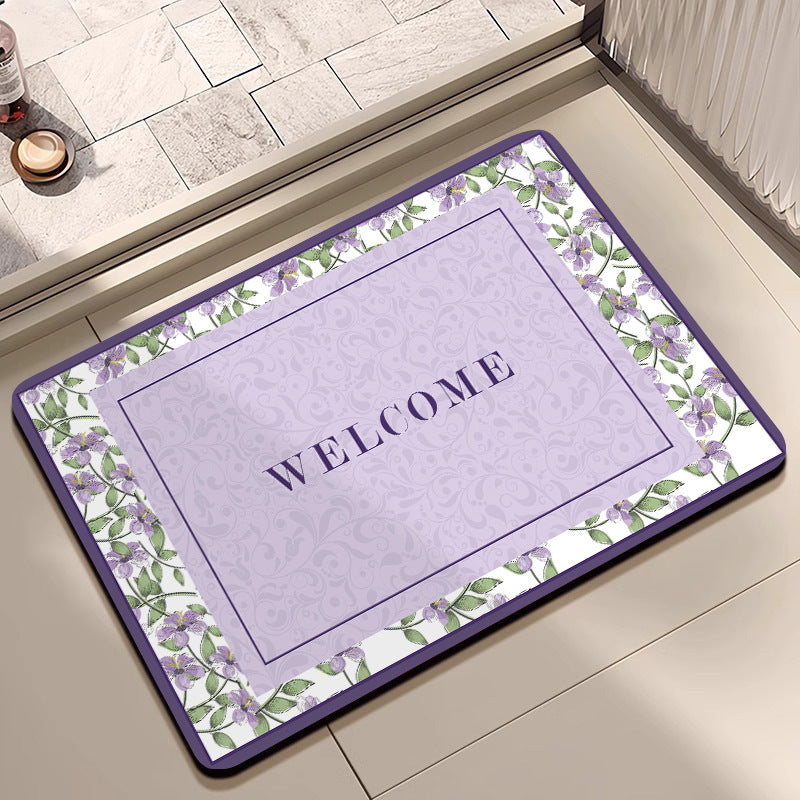 Vintage Floral Pattern Bath Mat Acalora