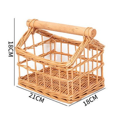 Handcrafted storage basket with wooden handle Acalora