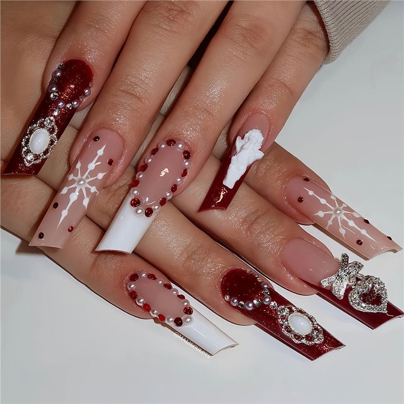 Holiday-Themed Press-On Nail Art Set Acalora