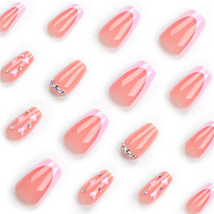 Elegant Long Press-On Nail Set with Rhinestone Accents Acalora