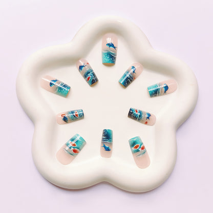 Aquatic-Themed Nail Art Design Acalora