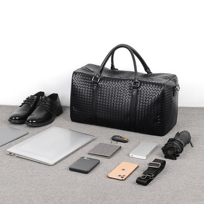 Woven Leather Travel Duffle Bag Acalora