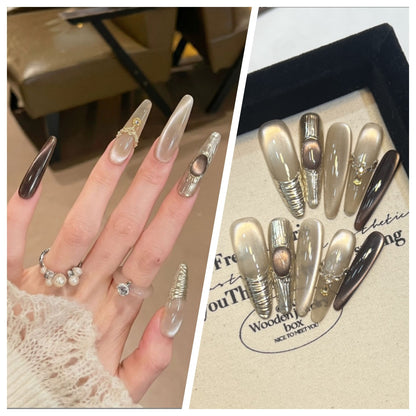 Artistic Stiletto Press-On Nail Set with Charming Patterns Acalora