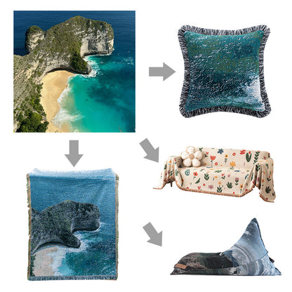 Landscape-Themed Woven Throw Blanket