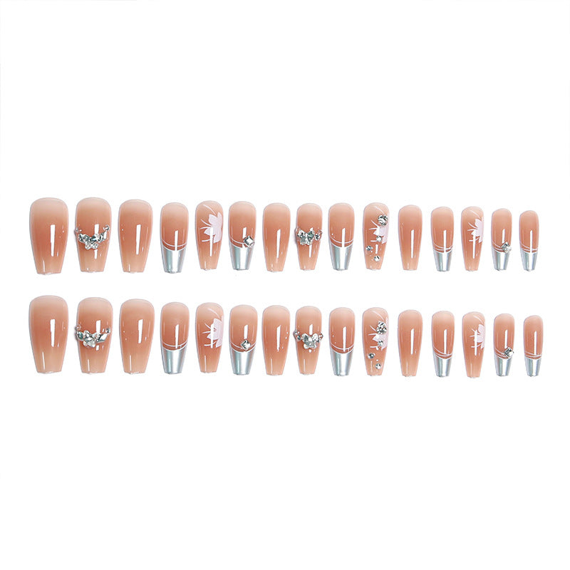 Artificial nail set with glamorous floral and glitter decorations Acalora
