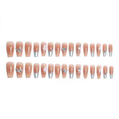 Artificial nail set with glamorous floral and glitter decorations Acalora