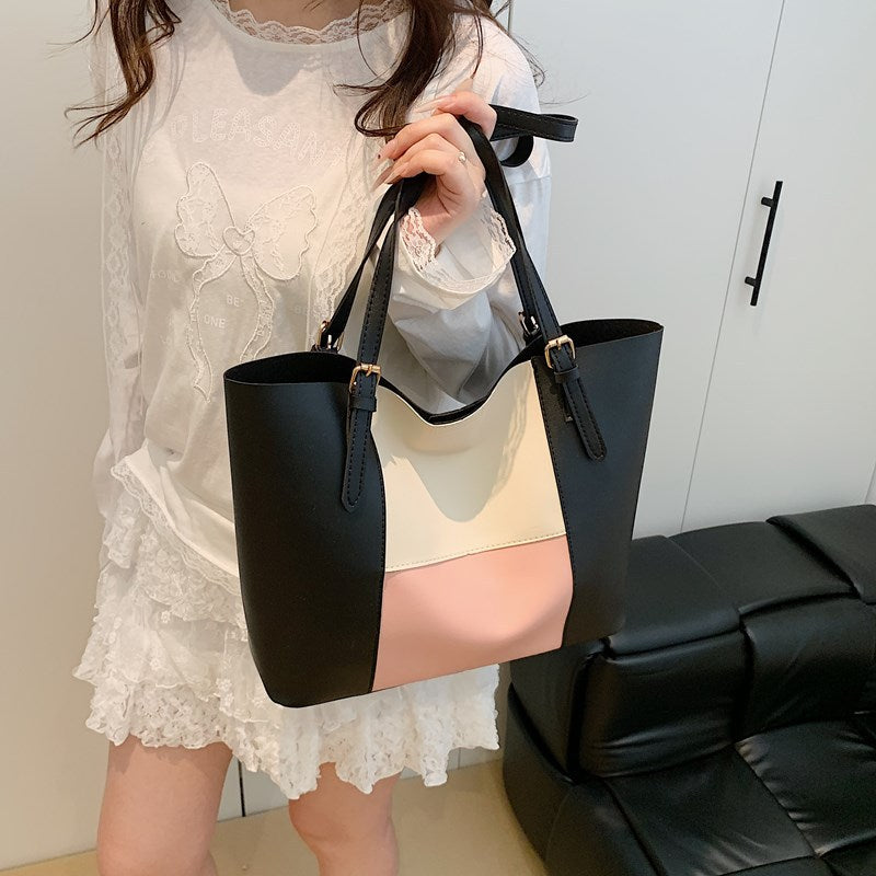 Versatile Color Block Tote Bag Acalora
