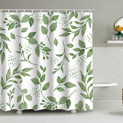 Botanical Leaf Pattern Shower Curtain
