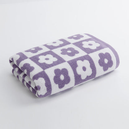 Women's Luxurious Terry Bath Towel with Floral Pattern Karnz