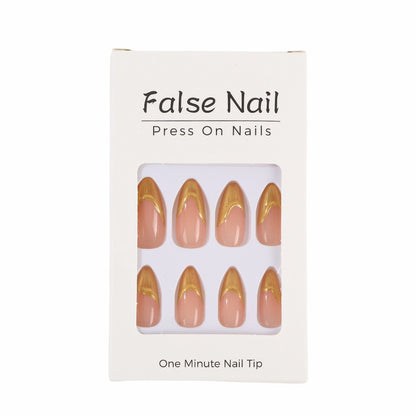 Artificial nails with elegant gold accent Acalora