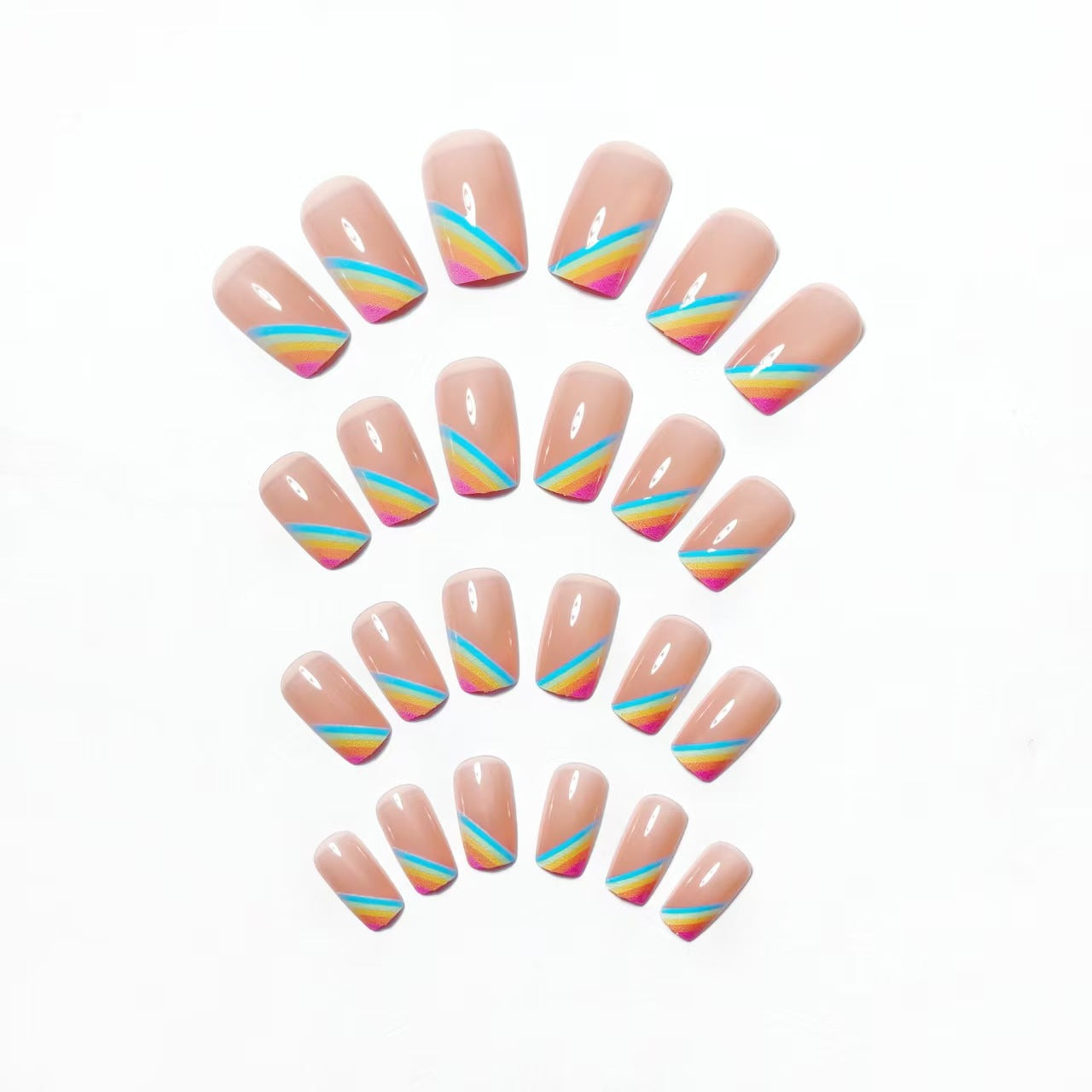 Elegant Rainbow French Tip Nail Art Acalora