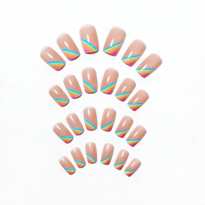 Elegant Rainbow French Tip Nail Art Acalora
