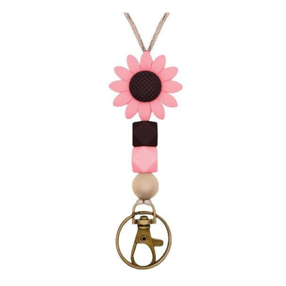 Colorful Flower-Themed Beaded Keychain Holder Acalora