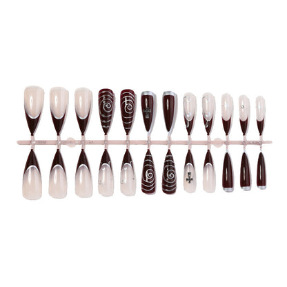 Artistic Stiletto Press-On Nails Set with Elaborate Designs Acalora