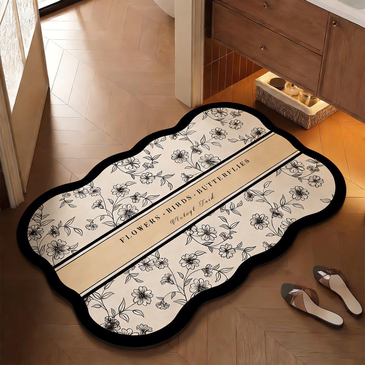 Floral Design Bathroom Mat