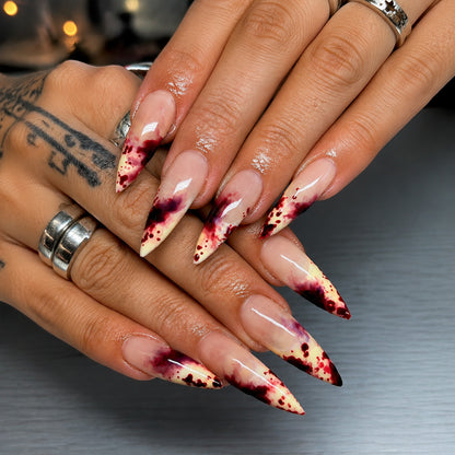 Artistic Stiletto Press-On Nail Set with Dripping Design Acalora