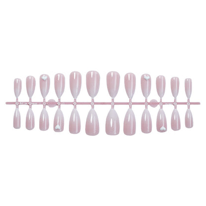 Elegant Press-On Nail Set with Heart Embellishments Acalora