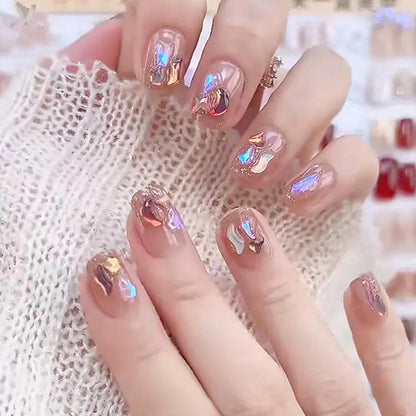 High-quality artificial nail set with glitter and holographic accents Acalora