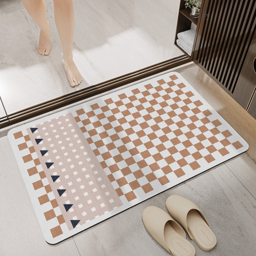 Plush Geometric Bath Mat Acalora