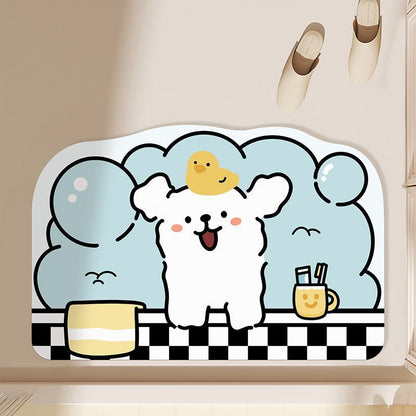 Playful Cartoon Theme Bath Mat
