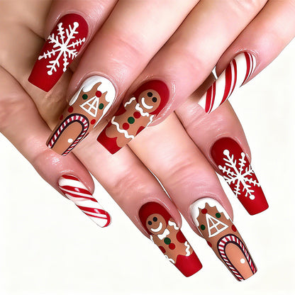 Acrylic nail set for the winter season with original Christmas motifs Acalora
