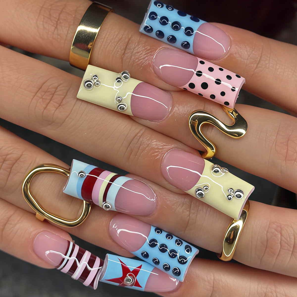 Abstract Design Press-On Nail Art Tips Acalora