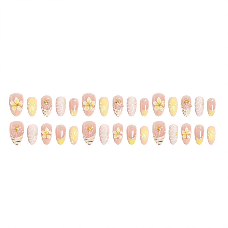 Artificial nails in luxurious flower and gold design Acalora