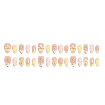 Artificial nails in luxurious flower and gold design Acalora