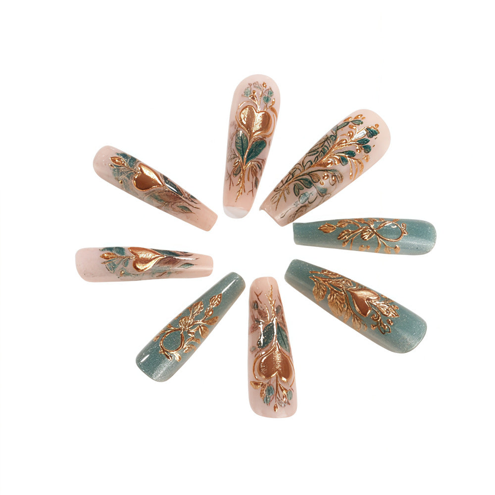 Artificial nails with floral design elements Acalora
