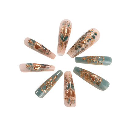 Artificial nails with floral design elements Acalora