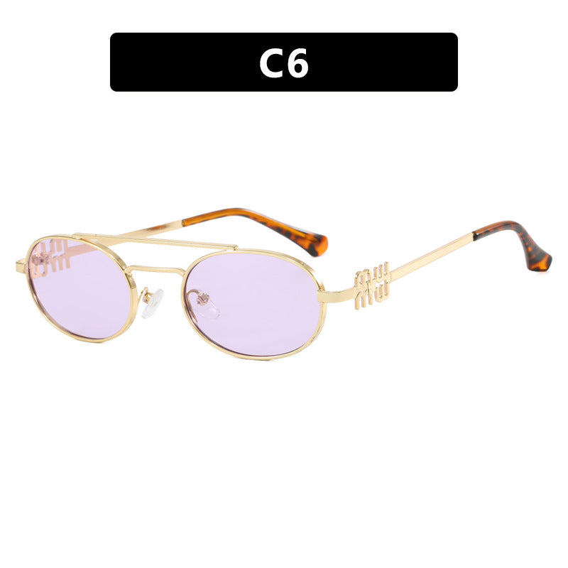 Women's elegant oval sunglasses with luxurious metal frame Karnz